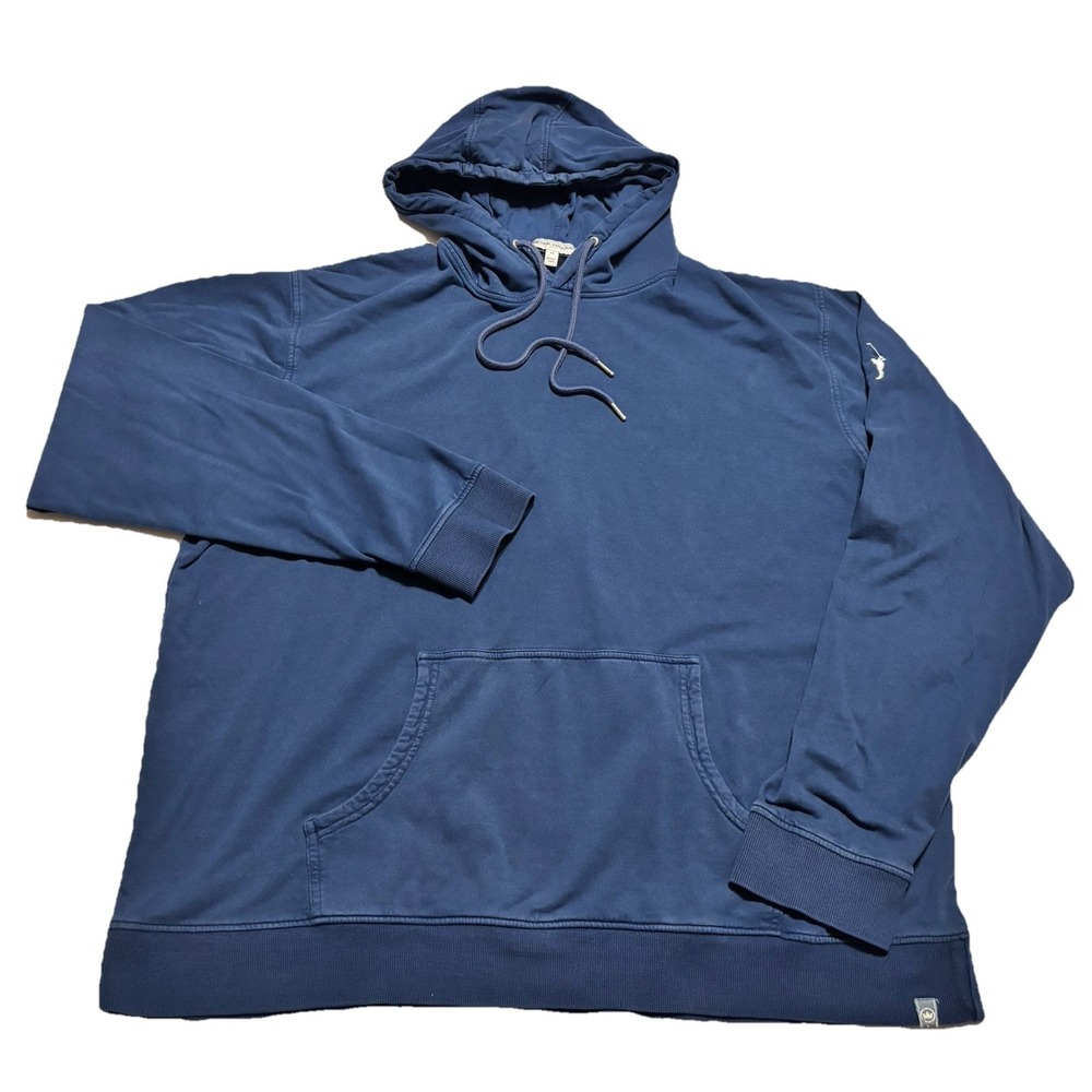 Unique Peter Millar Embroidered Golfer Patch Navy Blue Cotton Pullover Hoodie XL